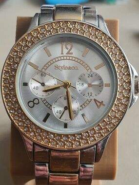 🦋10/$20🦋 Style&Co Silver/Goldtone Rhinestone Stainless Steel Women's Watch